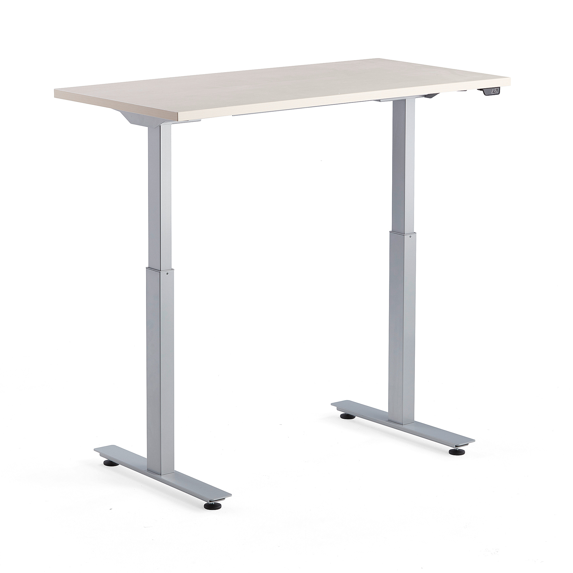 Standing desk MODULUS, 1200x600 mm, silver frame, birch